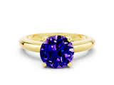 Yellow gold Round Cut Tanzanite Solitaire Engagement Ring with Round Band and Four-Prong Setting