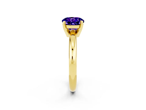 Yellow gold Round Cut Tanzanite Solitaire Engagement Ring with Round Band and Four-Prong Setting_2