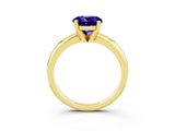 Yellow gold Round Cut Tanzanite Solitaire Engagement Ring with Round Band and Four-Prong Setting_3