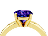 Yellow gold Round Cut Tanzanite Solitaire Engagement Ring with Round Band and Four-Prong Setting_4