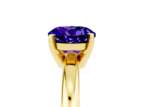 Yellow gold Round Cut Tanzanite Solitaire Engagement Ring with Round Band and Four-Prong Setting_5