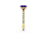Yellow gold Round Cut Tanzanite Solitaire Pavé Band with Four-Prong Setting_2
