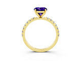 Yellow gold Round Cut Tanzanite Solitaire Pavé Band with Four-Prong Setting_3