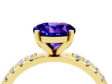 Yellow gold Round Cut Tanzanite Solitaire Pavé Band with Four-Prong Setting_4
