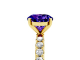 Yellow gold Round Cut Tanzanite Solitaire Pavé Band with Four-Prong Setting_5