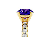 Yellow gold Round Cut Tanzanite Solitaire Pavé Engagement Ring with Round Band and Prong Setting_17
