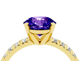 Yellow gold Round Cut Tanzanite Solitaire Pavé Engagement Ring with Round Band and Prong Setting_70