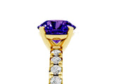 Yellow gold Round Cut Tanzanite Solitaire Pavé Engagement Ring with Round Band and Prong Setting_71