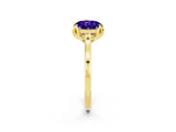 Yellow gold Round Cut Tanzanite Solitaire Ring with Flower Prong Setting and Classic Band_14