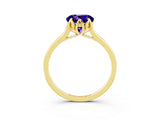 Yellow gold Round Cut Tanzanite Solitaire Ring with Flower Prong Setting and Classic Band_15