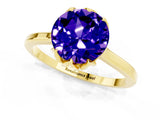 Yellow gold Round Cut Tanzanite Solitaire Ring with Flower Prong Setting and Classic Band_37