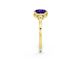Yellow gold Round Cut Tanzanite Solitaire Ring with Flower Prong Setting and Classic Band_38