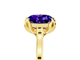 Yellow gold Round Cut Tanzanite Solitaire Ring with Flower Prong Setting and Classic Band_41
