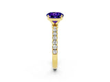 Yellow gold Round Cut Tanzanite Solitaire Ring with Pavé Accents and Four-Prong Setting_2