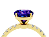 Yellow gold Round Cut Tanzanite Solitaire Ring with Pavé Accents and Four-Prong Setting_4