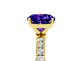 Yellow gold Round Cut Tanzanite Solitaire Ring with Pavé Accents and Four-Prong Setting_5