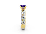 Yellow gold Round Cut Tanzanite Solitaire Ring with Pavé and Channel Set Band_2