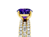 Yellow gold Round Cut Tanzanite Solitaire Ring with Pavé and Channel Set Band_5