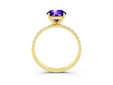 Yellow gold Round Cut Tanzanite Solitaire Ring with Pave Band and Four Prong Setting_15