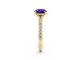 Yellow gold Round Cut Tanzanite Solitaire Ring with Round  Pavé Band and Four-Prong Setting_38