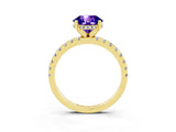Yellow gold Round Cut Tanzanite Solitaire Ring with Round  Pavé Band and Four-Prong Setting_39
