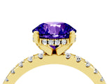 Yellow gold Round Cut Tanzanite Solitaire Ring with Round  Pavé Band and Four-Prong Setting_40