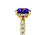 Yellow gold Round Cut Tanzanite Solitaire Ring with Round  Pavé Band and Four-Prong Setting_41
