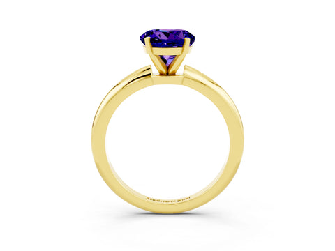 Yellow gold Round Cut Tanzanite Solitaire Ring with Six-Prong Setting and Classic Band_3