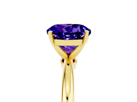 Yellow gold Round Cut Tanzanite Solitaire Ring with Six-Prong Setting and Classic Band_5