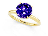 Yellow gold Round Cut Tanzanite Solitaire Ring with Thin Band and Four-Prong Setting_13