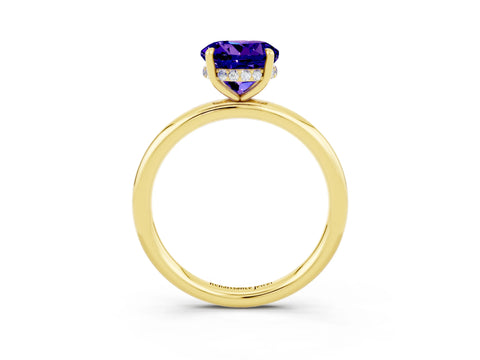 Yellow gold Round Cut Tanzanite Solitaire Ring with Thin Band and Four-Prong Setting_15