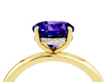 Yellow gold Round Cut Tanzanite Solitaire Ring with Thin Band and Four-Prong Setting_16