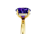 Yellow gold Round Cut Tanzanite Solitaire Ring with Thin Band and Four-Prong Setting_17