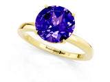 Yellow gold Round Cut Tanzanite Solitaire Ring with Thin Band and Prong Setting_13