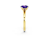 Yellow gold Round Cut Tanzanite Solitaire Ring with Thin Band and Prong Setting_14