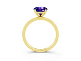 Yellow gold Round Cut Tanzanite Solitaire Ring with Thin Band and Prong Setting_15