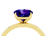Yellow gold Round Cut Tanzanite Solitaire Ring with Thin Band and Prong Setting_16