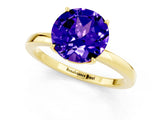Yellow gold Round Cut Tanzanite Solitaire Ring with Thin Band and Prong Setting_25