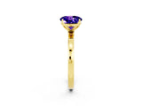 Yellow gold Round Cut Tanzanite Solitaire Ring with Thin Band and Prong Setting_26