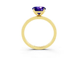 Yellow gold Round Cut Tanzanite Solitaire Ring with Thin Band and Prong Setting_27