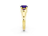 Yellow gold Round Cut Tanzanite Solitaire Ring with Wide Band and Prong Setting_2