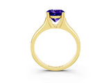 Yellow gold Round Cut Tanzanite Solitaire Ring with Wide Band and Prong Setting_3