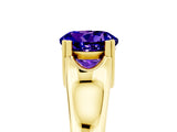 Yellow gold Round Cut Tanzanite Solitaire Ring with Wide Band and Prong Setting_5