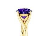 Yellow gold Round Cut Tanzanite Solitaire Twist Band Prong Setting Ring_41