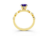 Yellow gold Round Cut Tanzanite Solitaire Twisted Band with Round  Accents and Prong Setting_15