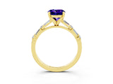 Yellow gold Round Cut Tanzanite Solitaire with Side Baguettes and Channel Set Band_3