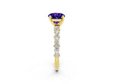 Yellow gold Round Cut Tanzanite Solitaire with Side Stones, Pave Band, Four-Prong Setting_38