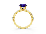 Yellow gold Round Cut Tanzanite Solitaire with Side Stones, Pave Band, Four-Prong Setting_39