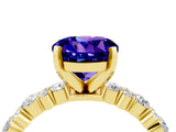 Yellow gold Round Cut Tanzanite Solitaire with Side Stones, Pave Band, Four-Prong Setting_40
