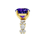 Yellow gold Round Cut Tanzanite Solitaire with Side Stones, Pave Band, Four-Prong Setting_41